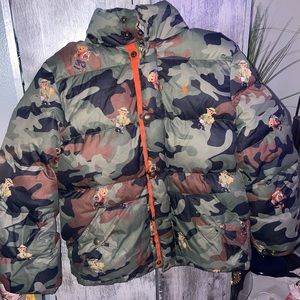 Polo Ralph Boys Hawthorne Bear Graphic Camo Jacket BIG BOYS L 14-16